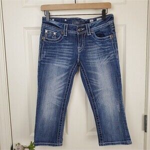Miss Me 26 denim jean capri crops je5341p bling